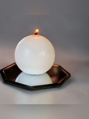 Luminessence Octagon Mirror Candle Holder Plates